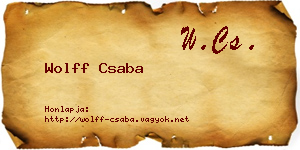 Wolff Csaba névjegykártya